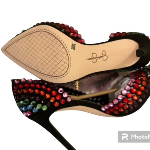 NEW JESSICA SIMPSON Preppi Rainbow Jewel Embellished Pumps | Size 8 - Picture 4 of 4
